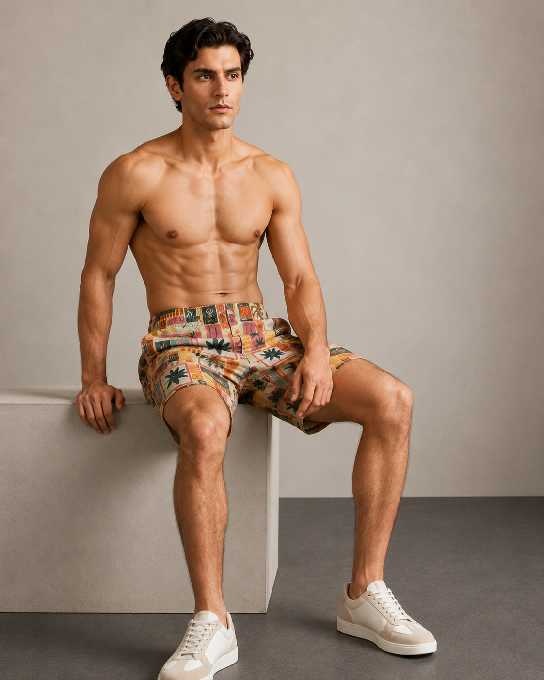 Men’s Retro Tropical Patchwork Cord Set | Shirt & Shorts Co-ord