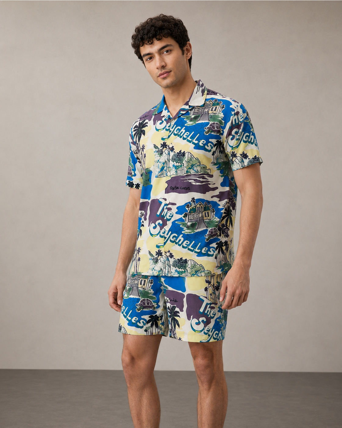 Men’s Seychelles Vacation Printed Cord Set | Shirt & Shorts Co-ord