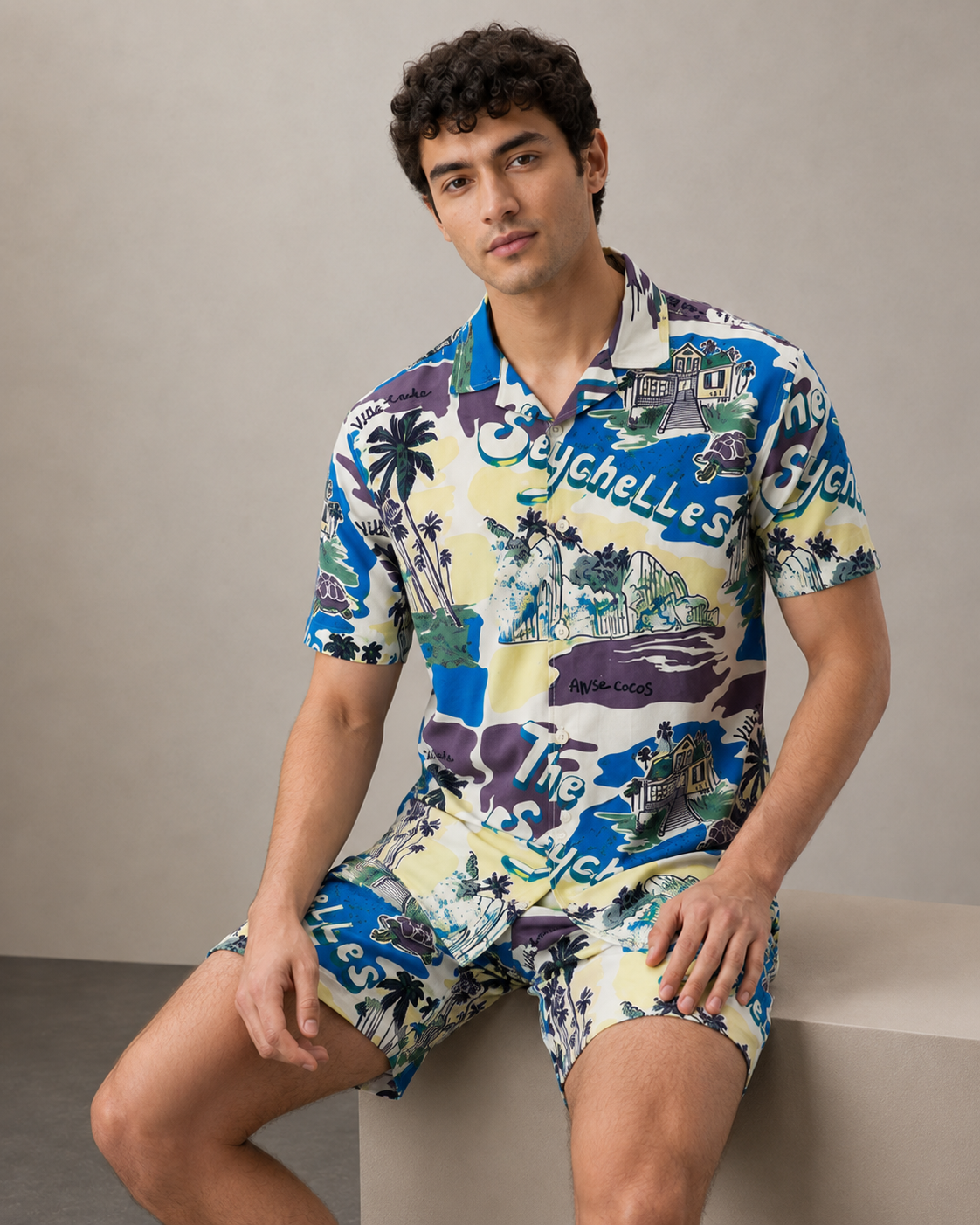 Men’s Seychelles Vacation Printed Cord Set | Shirt & Shorts Co-ord
