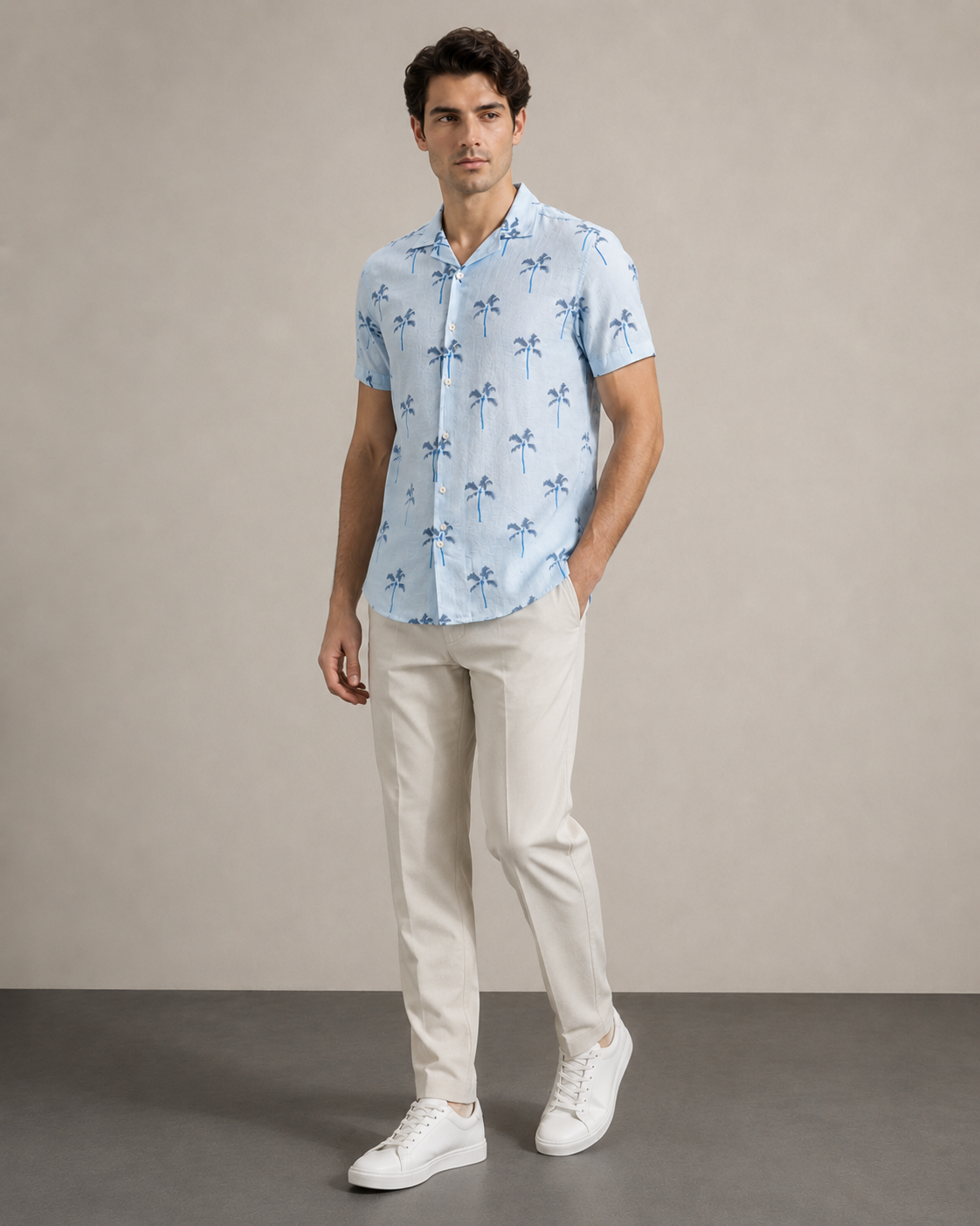Men’s Sky Palm Printed Cord Set | Shirt & Shorts Co-ord
