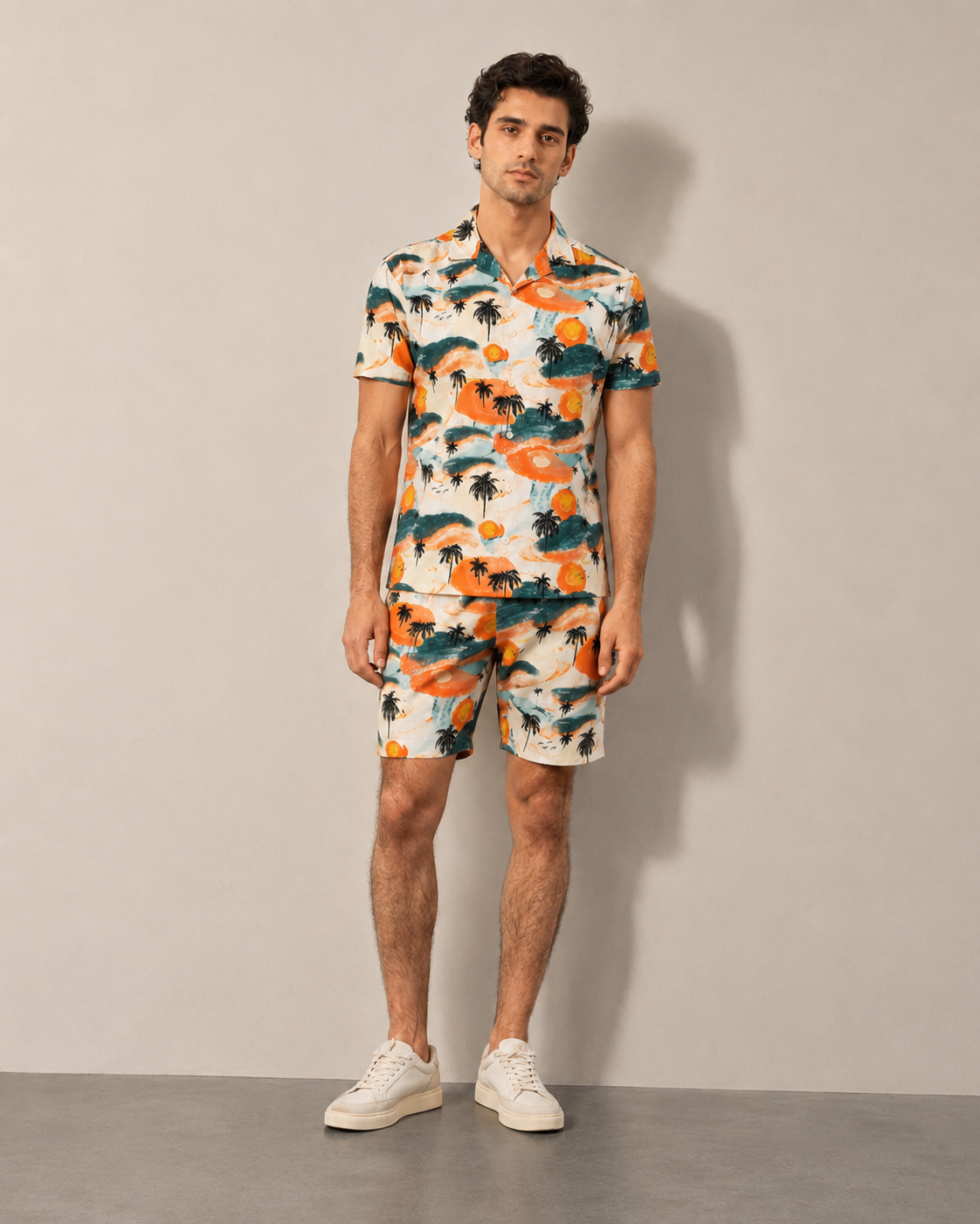 Men’s Sunset Island Printed Cord Set | Shirt & Shorts Co-ord