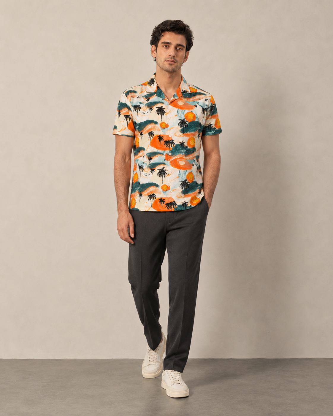 Men’s Sunset Island Printed Cord Set | Shirt & Shorts Co-ord