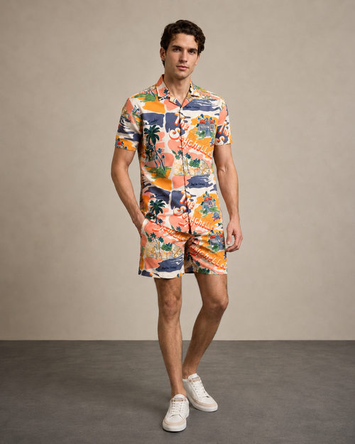 Men’s Sunset Seychelles Printed Cord Set | Shirt & Shorts Co-ord