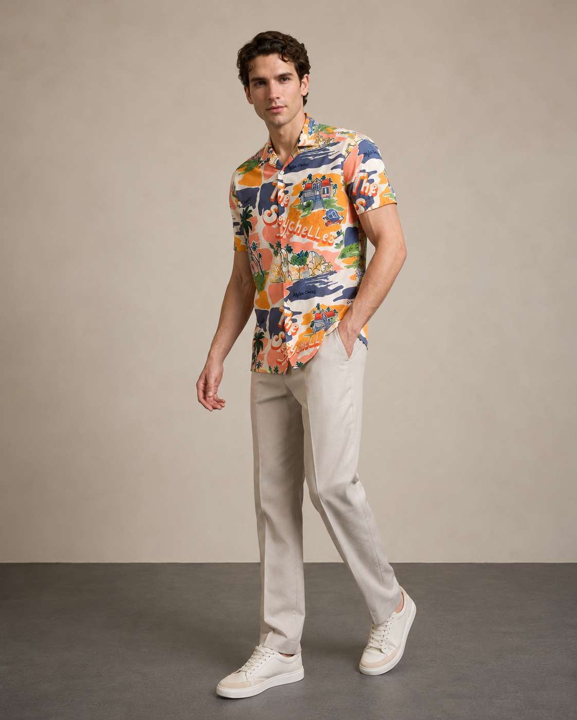 Men’s Sunset Seychelles Printed Cord Set | Shirt & Shorts Co-ord
