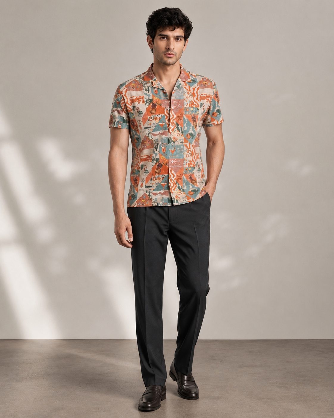 Men’s Terracotta Vacation Printed Cord Set | Shirt & Shorts Co-ord