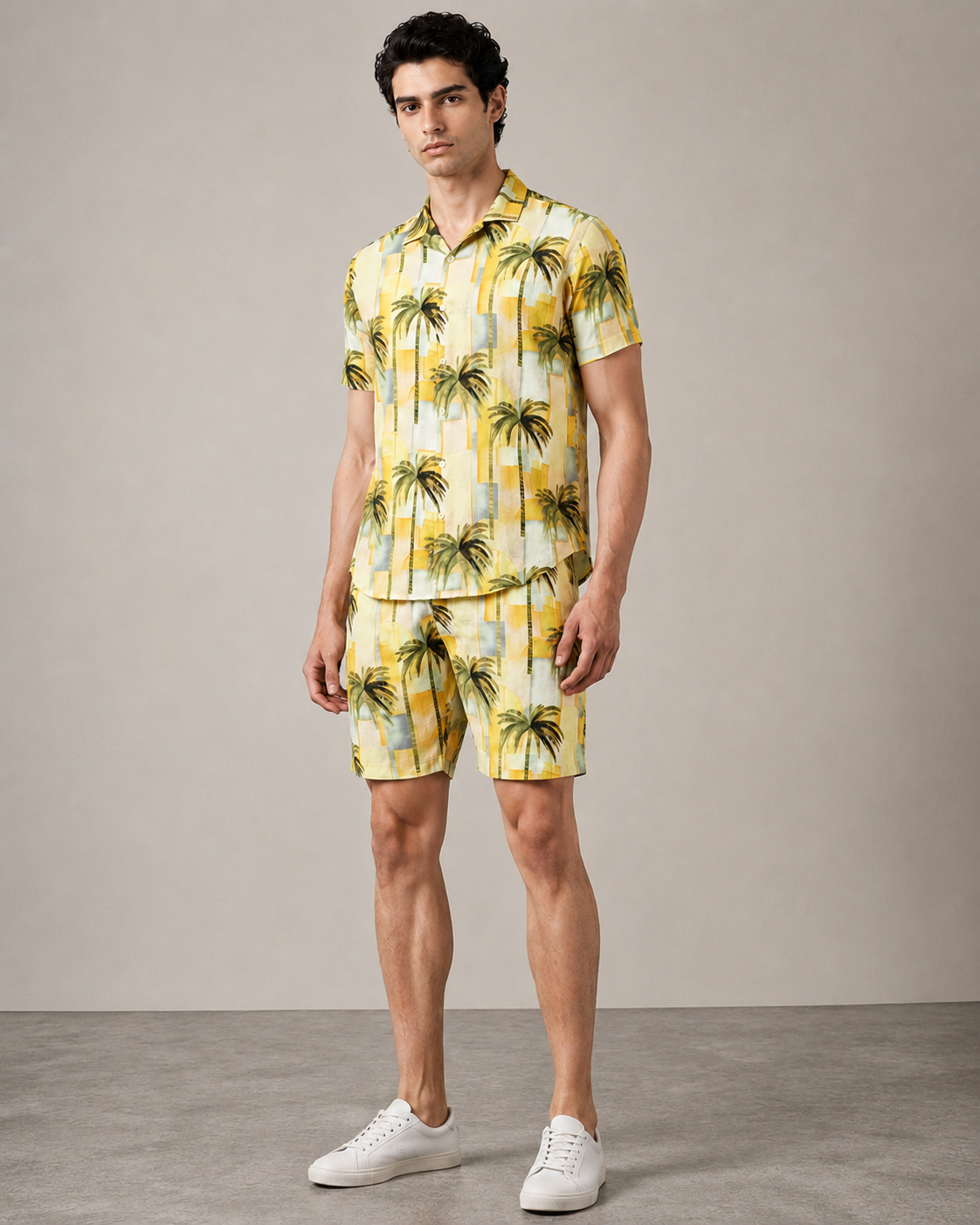 Men’s Tropical Palm Printed Cord Set | Shirt & Shorts Co-ord