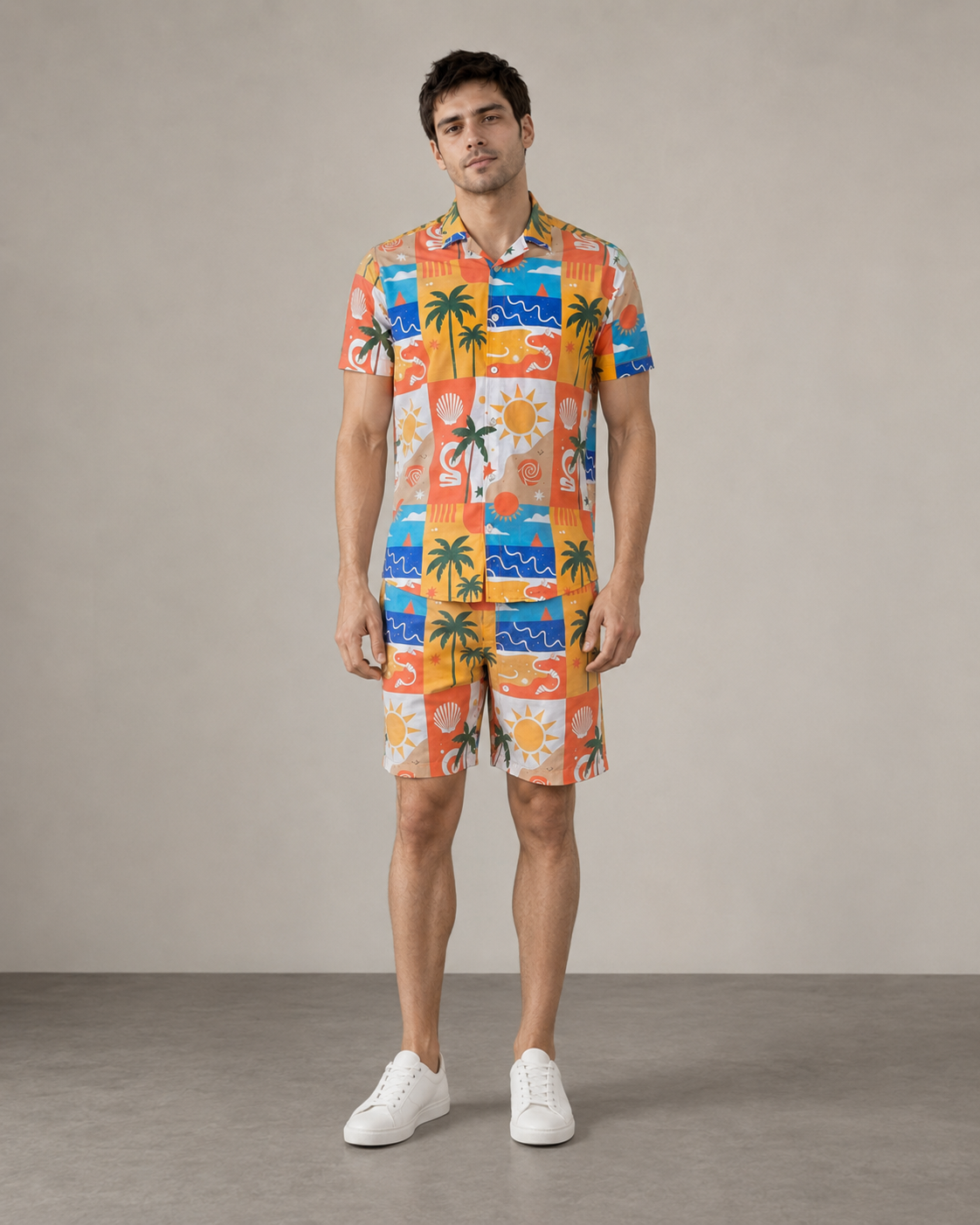 Men’s Tropical Vacation Printed Cord Set | Shirt & Shorts Co-ord