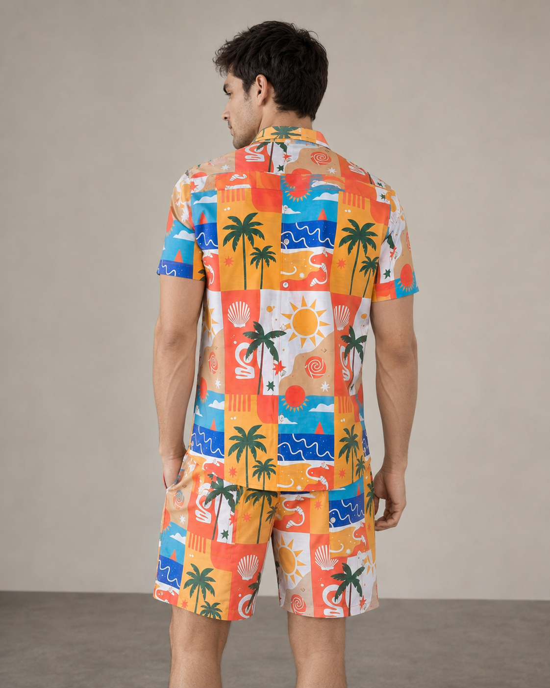 Men’s Tropical Vacation Printed Cord Set | Shirt & Shorts Co-ord