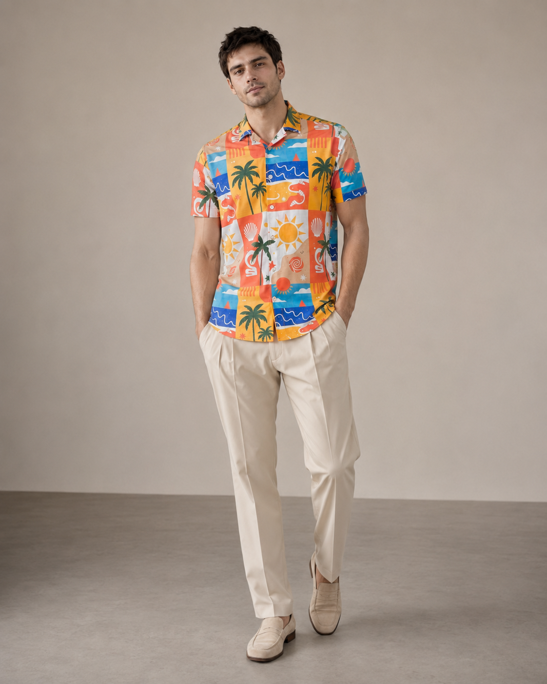 Men’s Tropical Vacation Printed Cord Set | Shirt & Shorts Co-ord