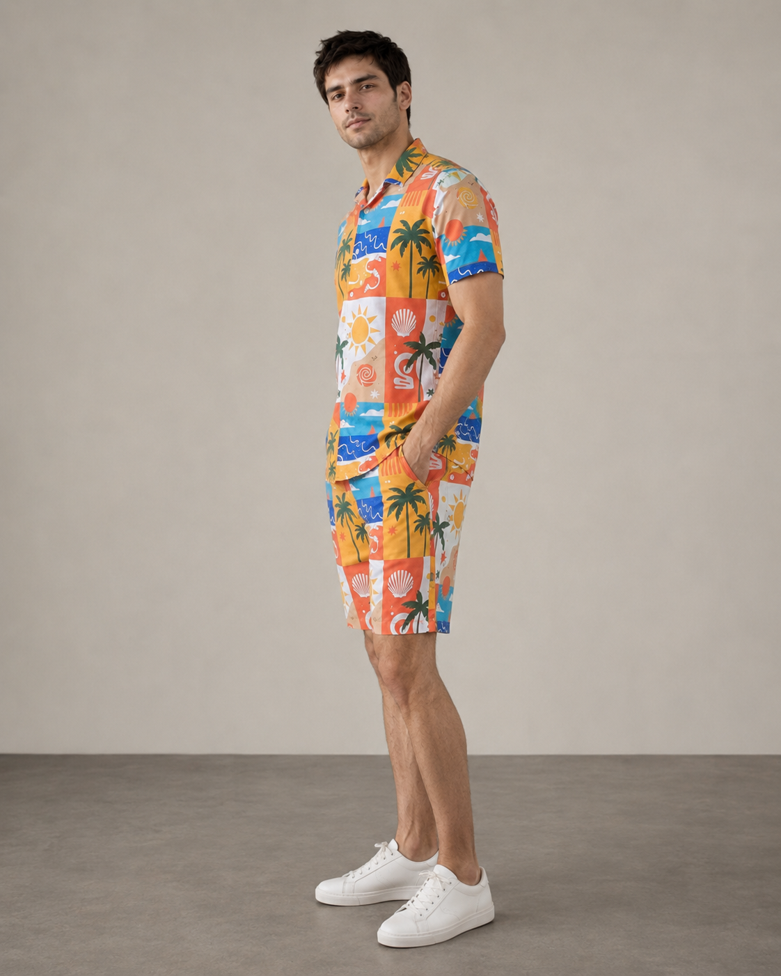 Men’s Tropical Vacation Printed Cord Set | Shirt & Shorts Co-ord