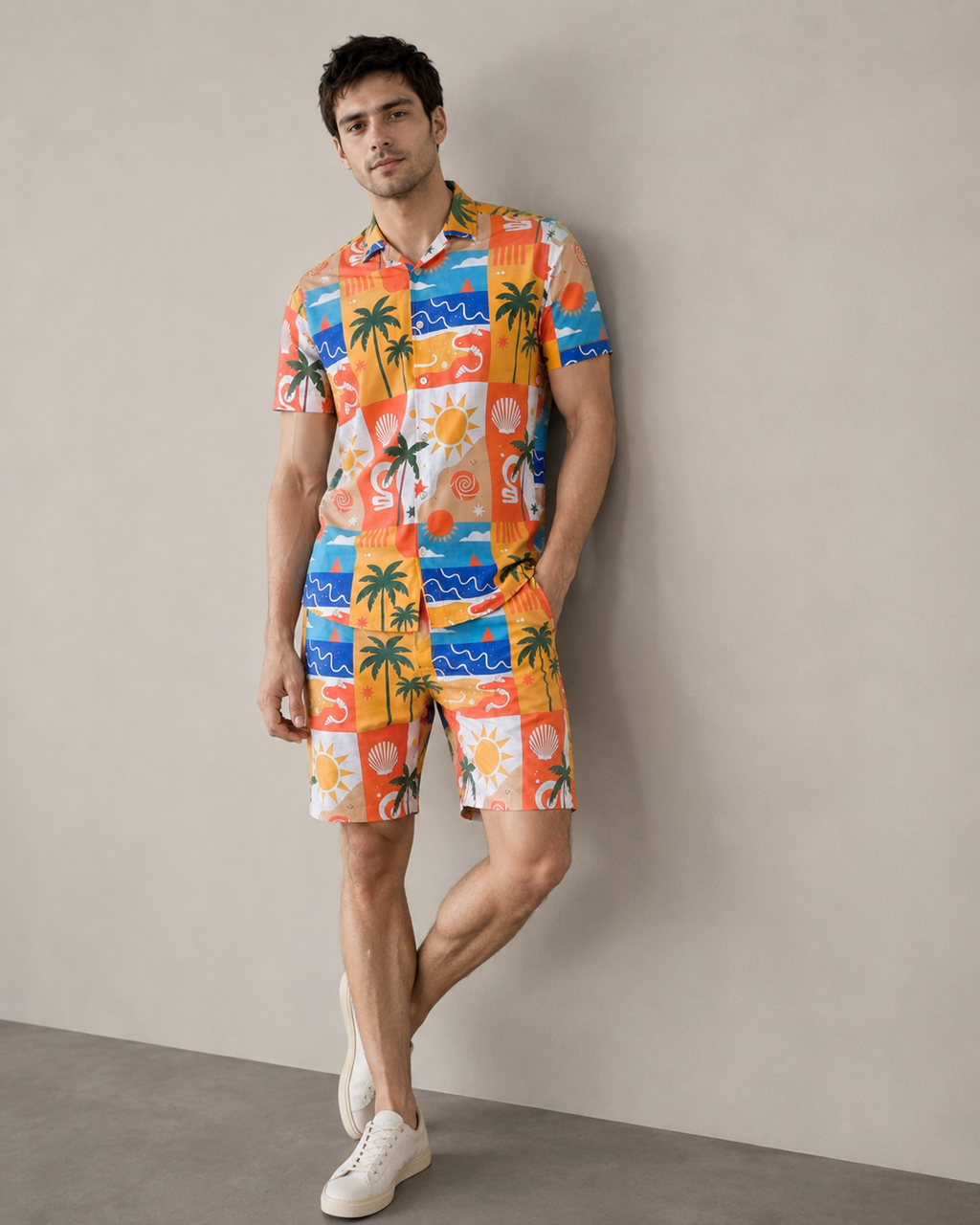 Men’s Tropical Vacation Printed Cord Set | Shirt & Shorts Co-ord