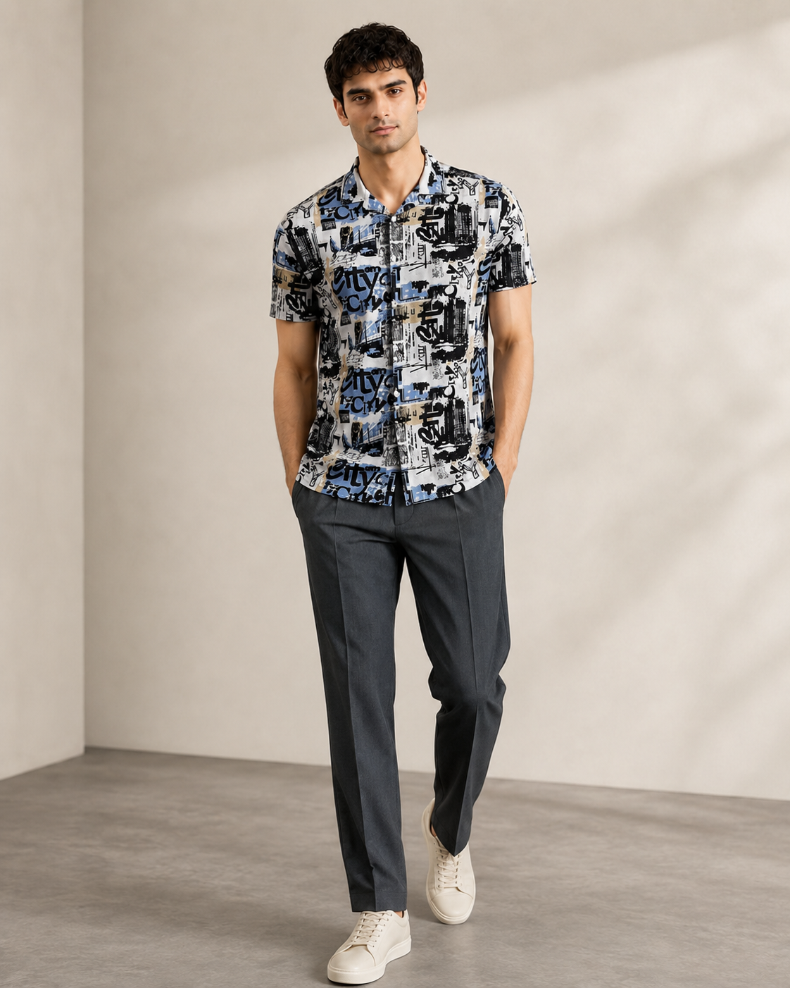 Men’s Urban City Graphic Printed Cord Set | Shirt & Shorts Co-ord