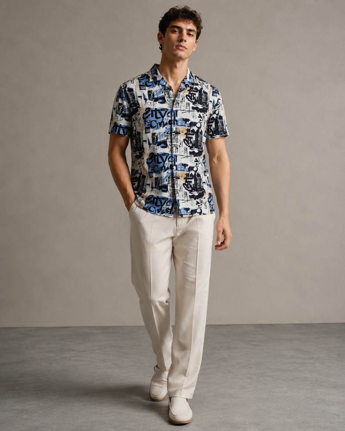 Men’s Urban Graffiti Printed Cord Set | Shirt & Shorts Co-ord