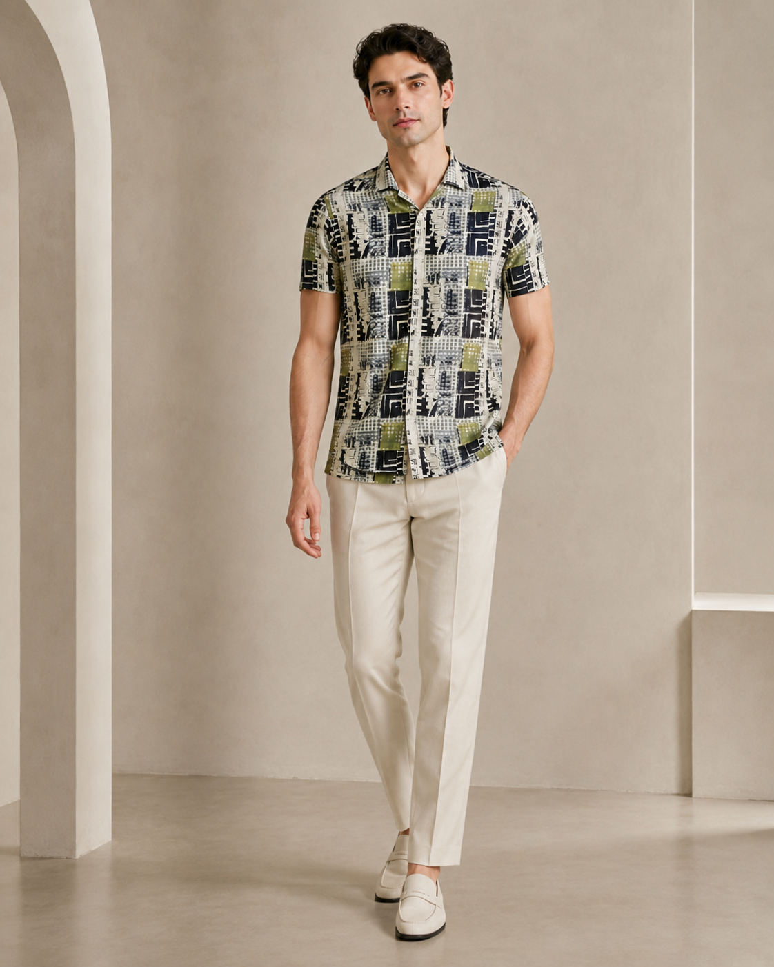 Men’s Urban Patchwork Printed Cord Set | Shirt & Shorts Co-ord