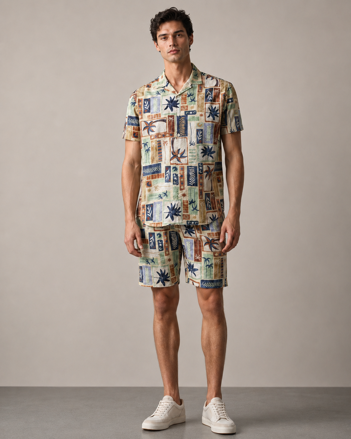 Men’s Vintage Tropical Patchwork Cord Set | Shirt & Shorts Co-ord