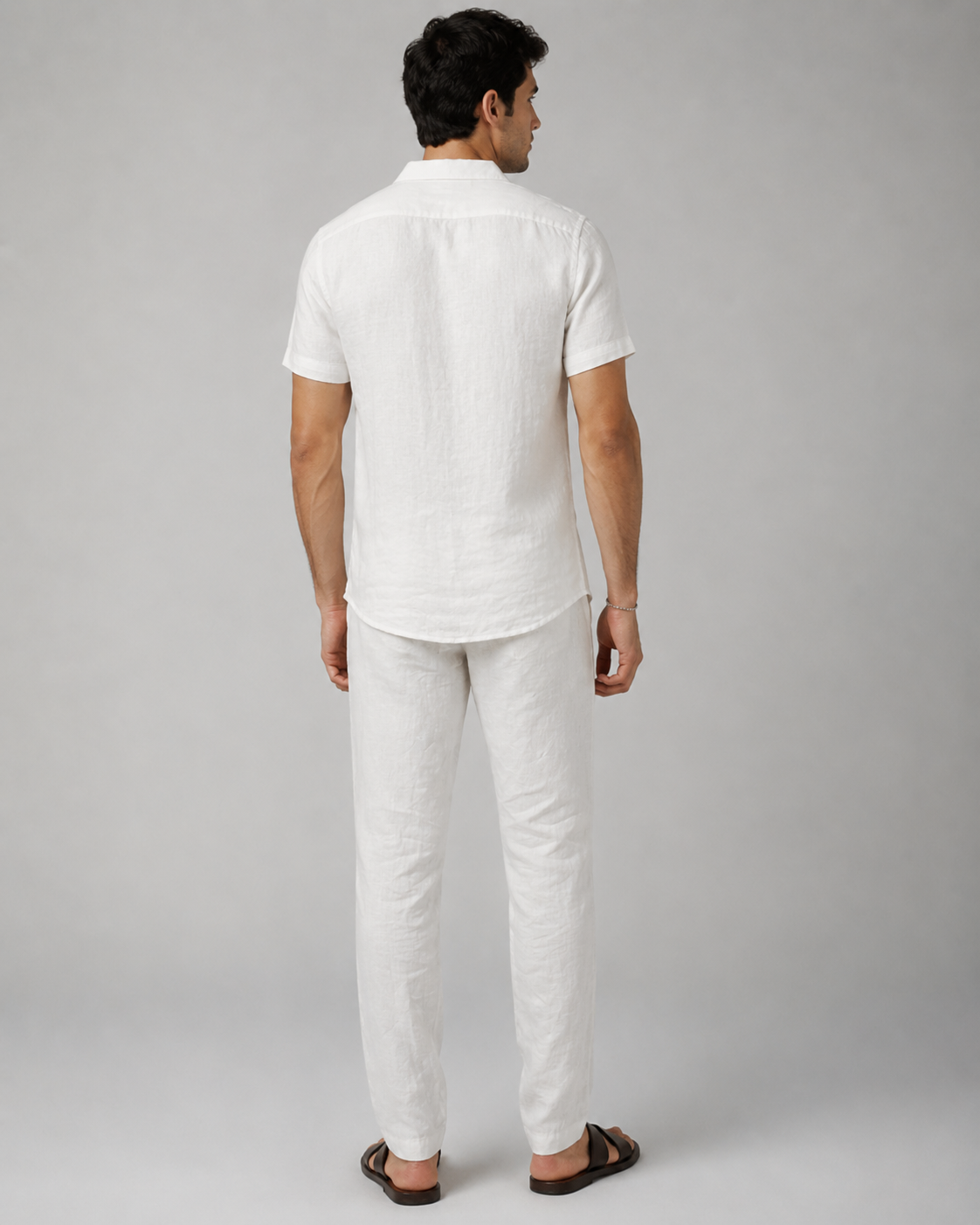 Men’s White Pure Linen PJ Cord Set | 60 Lea Premium Linen Shirt & Pyjama Co-ord | Luxury Loungewear & Resort Set