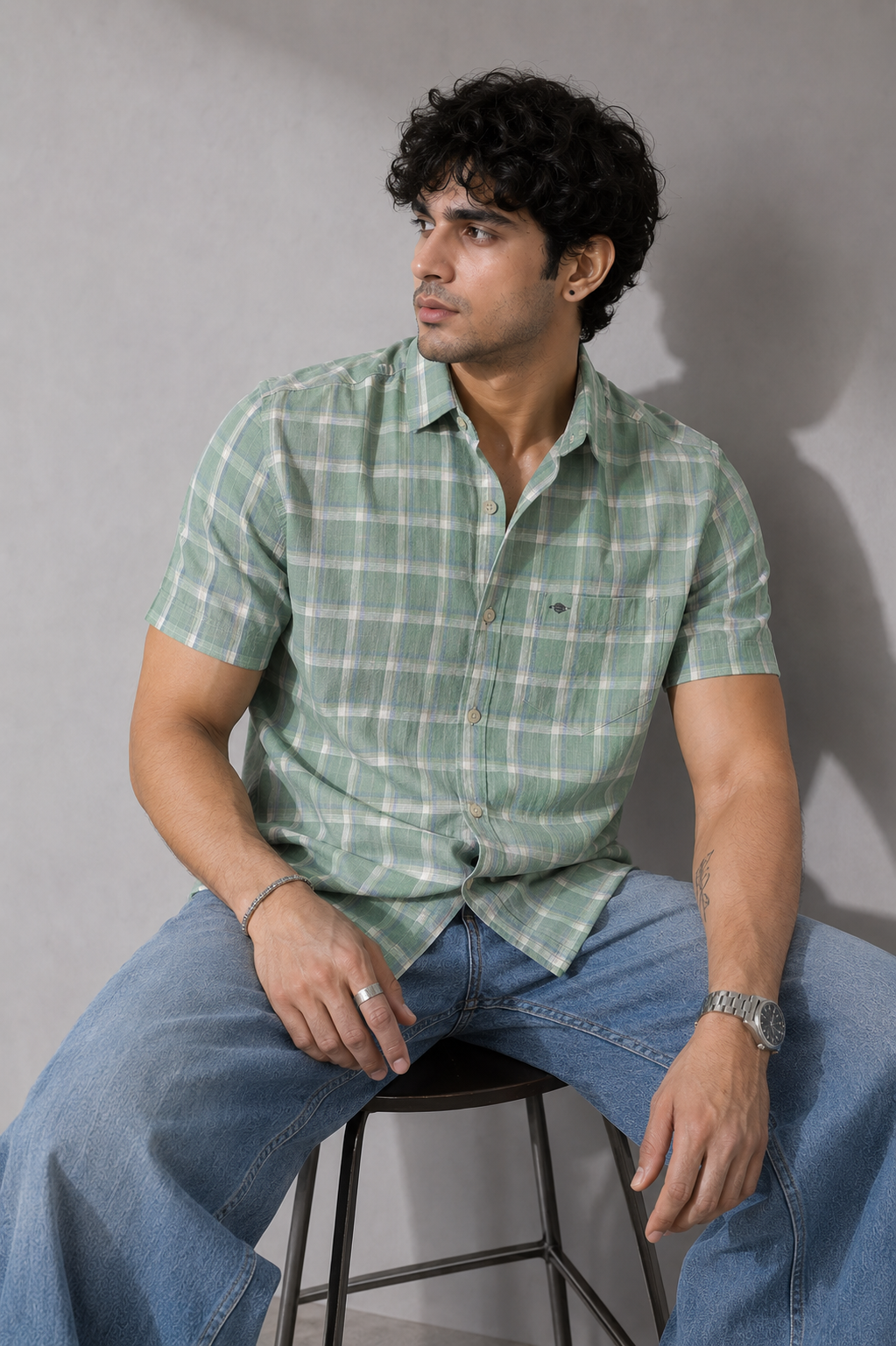 Mint Check  Shirt
