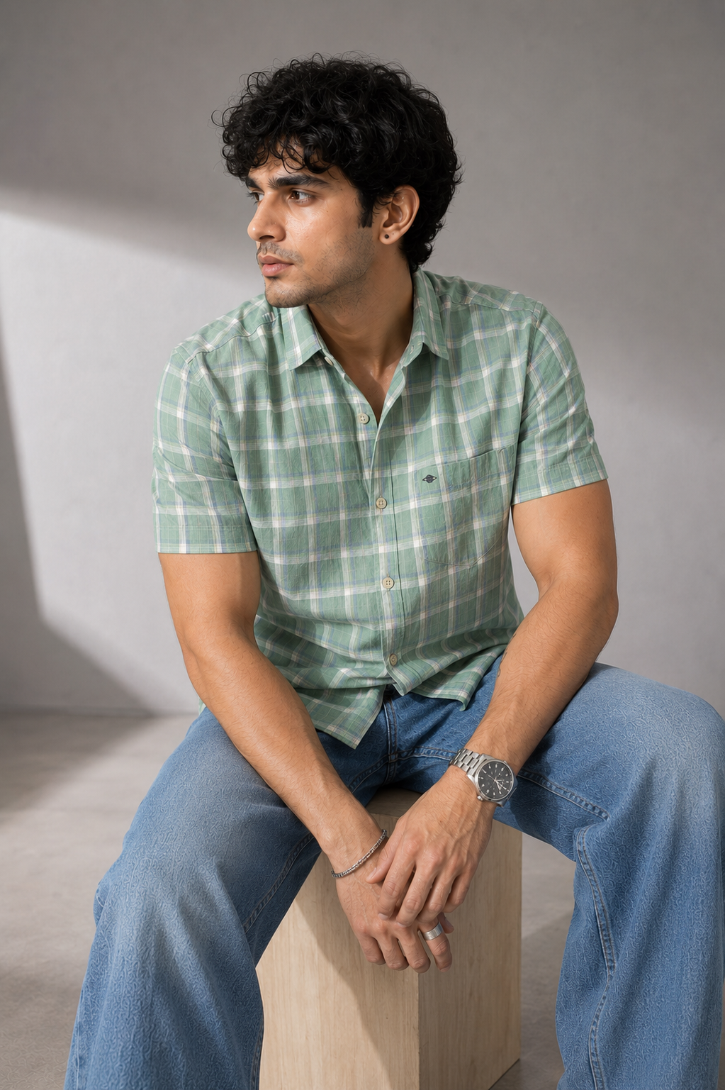 Mint Check  Shirt