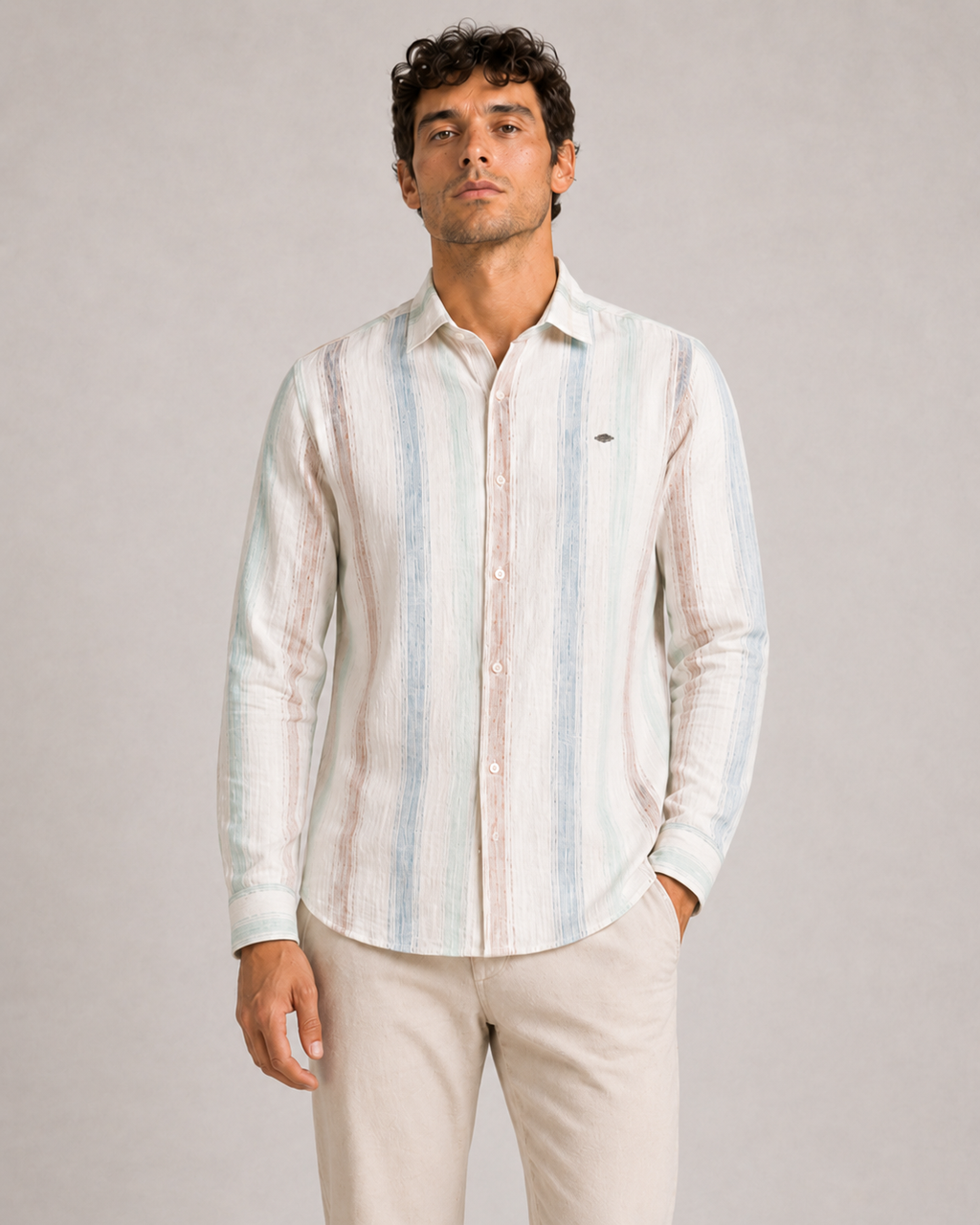 Mint Multi Stripe Cotton Shirt