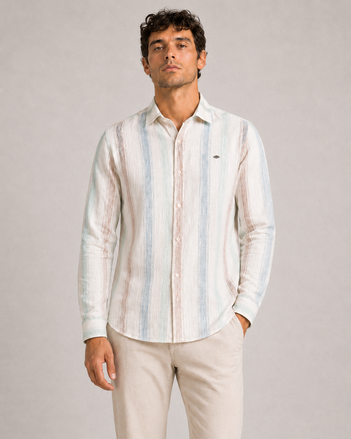 Mint Multi Stripe Cotton Shirt