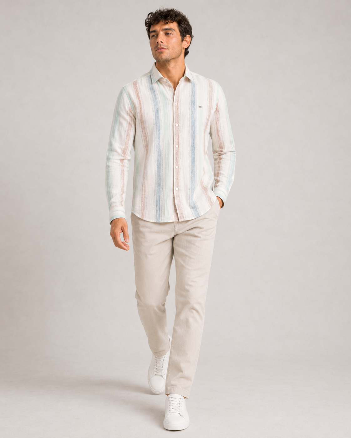Mint Multi Stripe Cotton Shirt