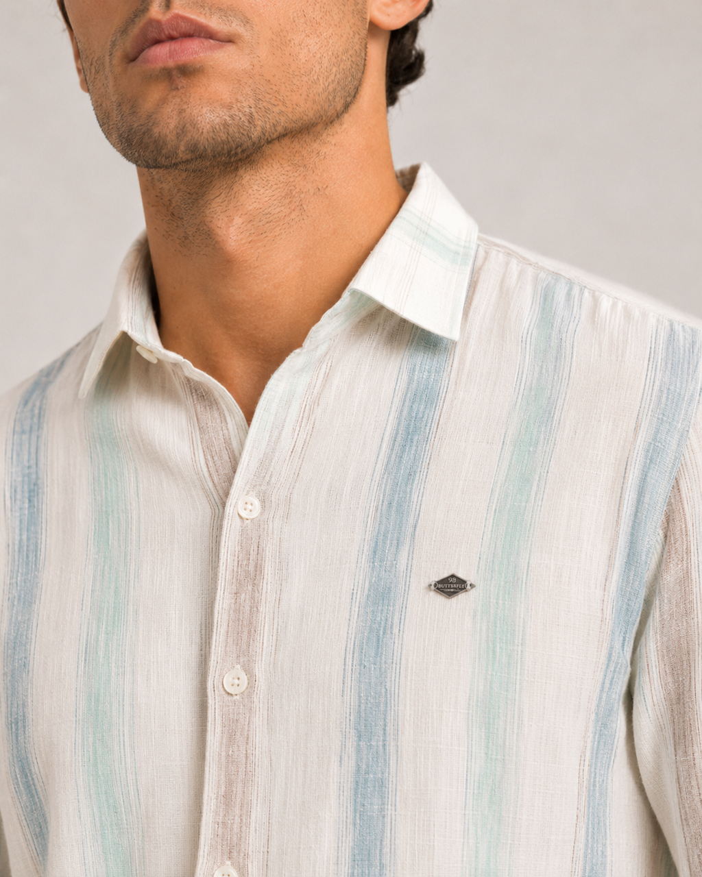 Mint Multi Stripe Cotton Shirt