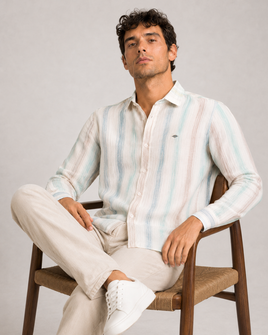 Mint Multi Stripe Cotton Shirt