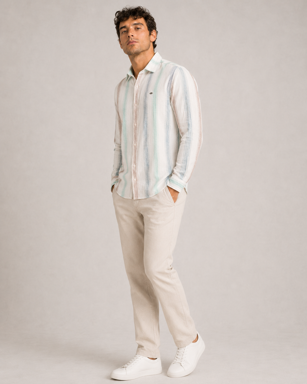 Mint Multi Stripe Cotton Shirt