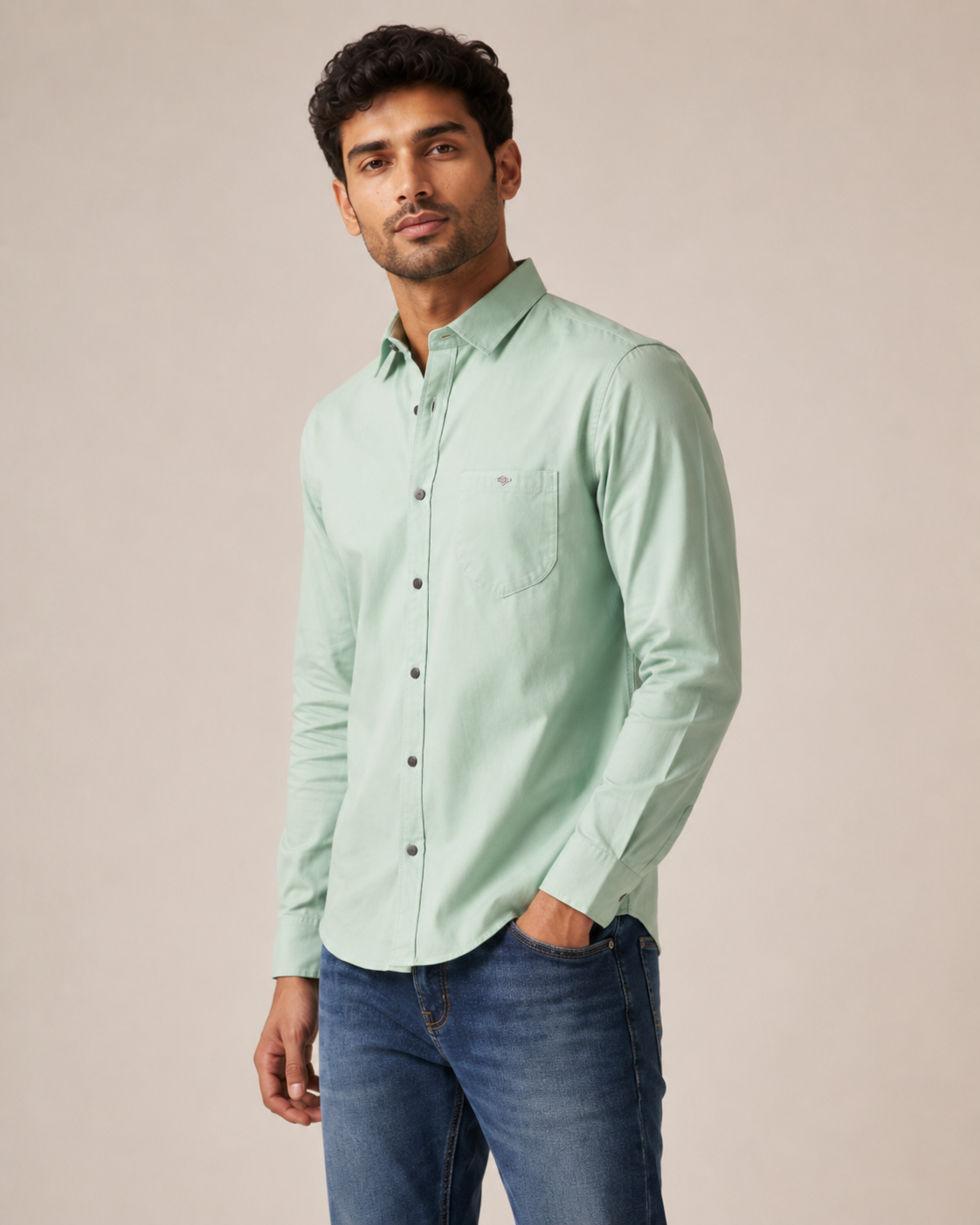 Mint Solid Cotton Shirt
