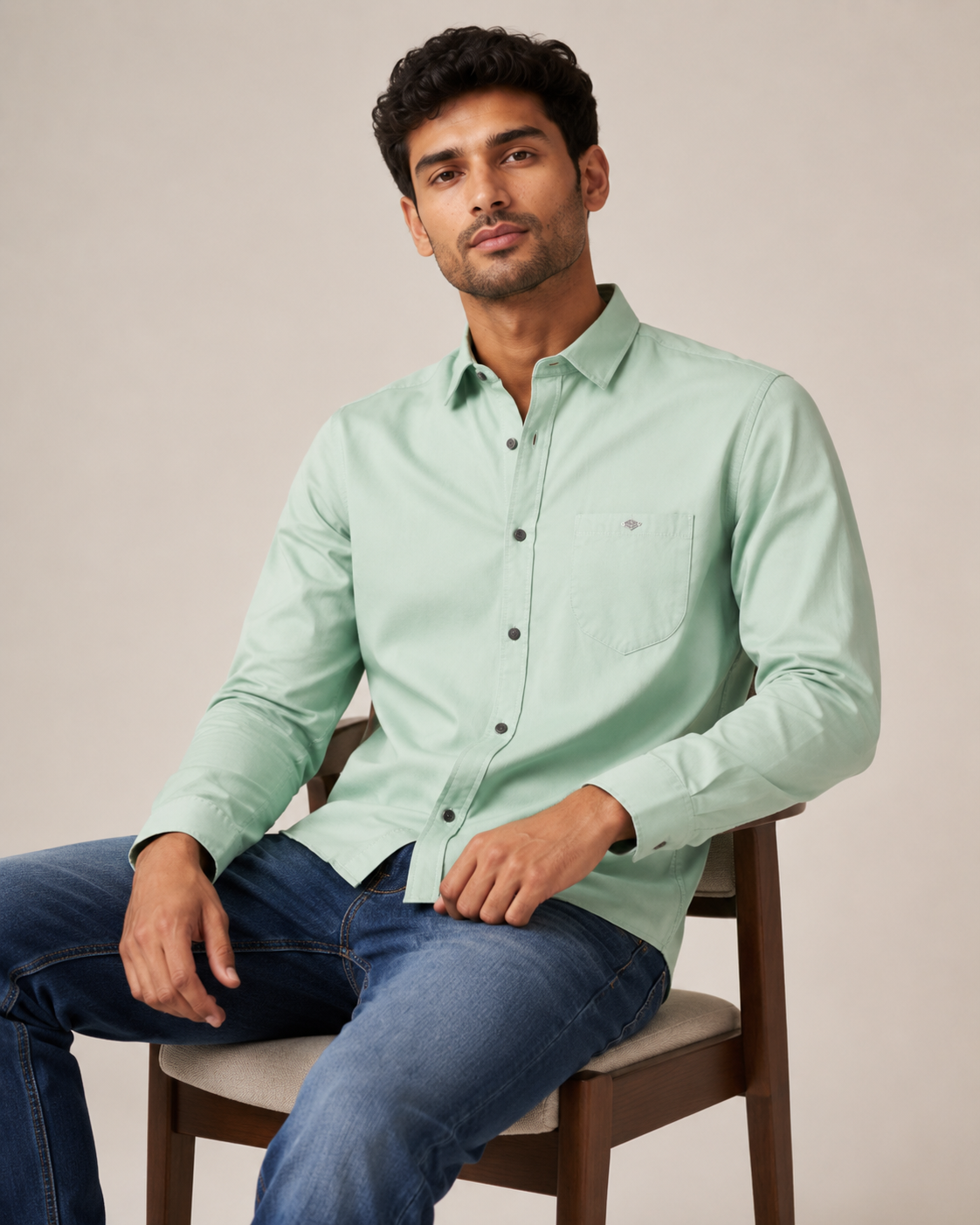 Mint Solid Cotton Shirt