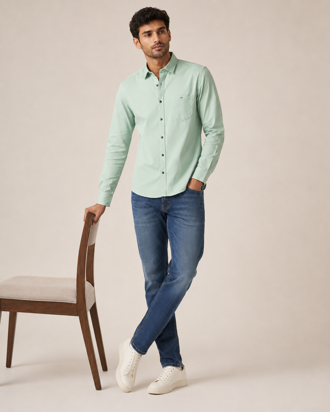 Mint Solid Cotton Shirt