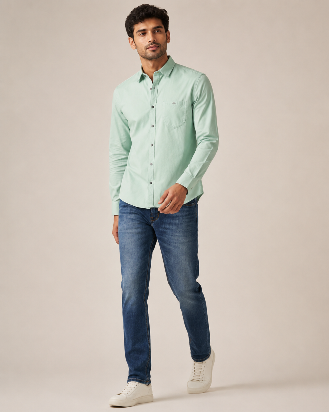 Mint Solid Cotton Shirt