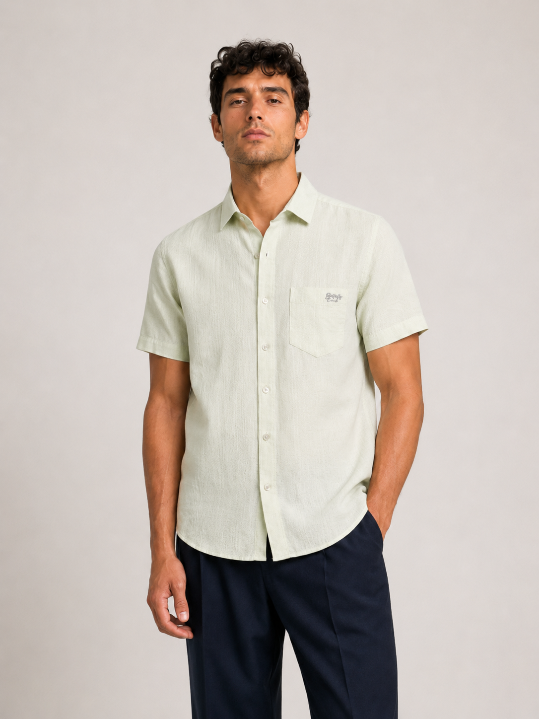 Mint Textured Cotton Shirt