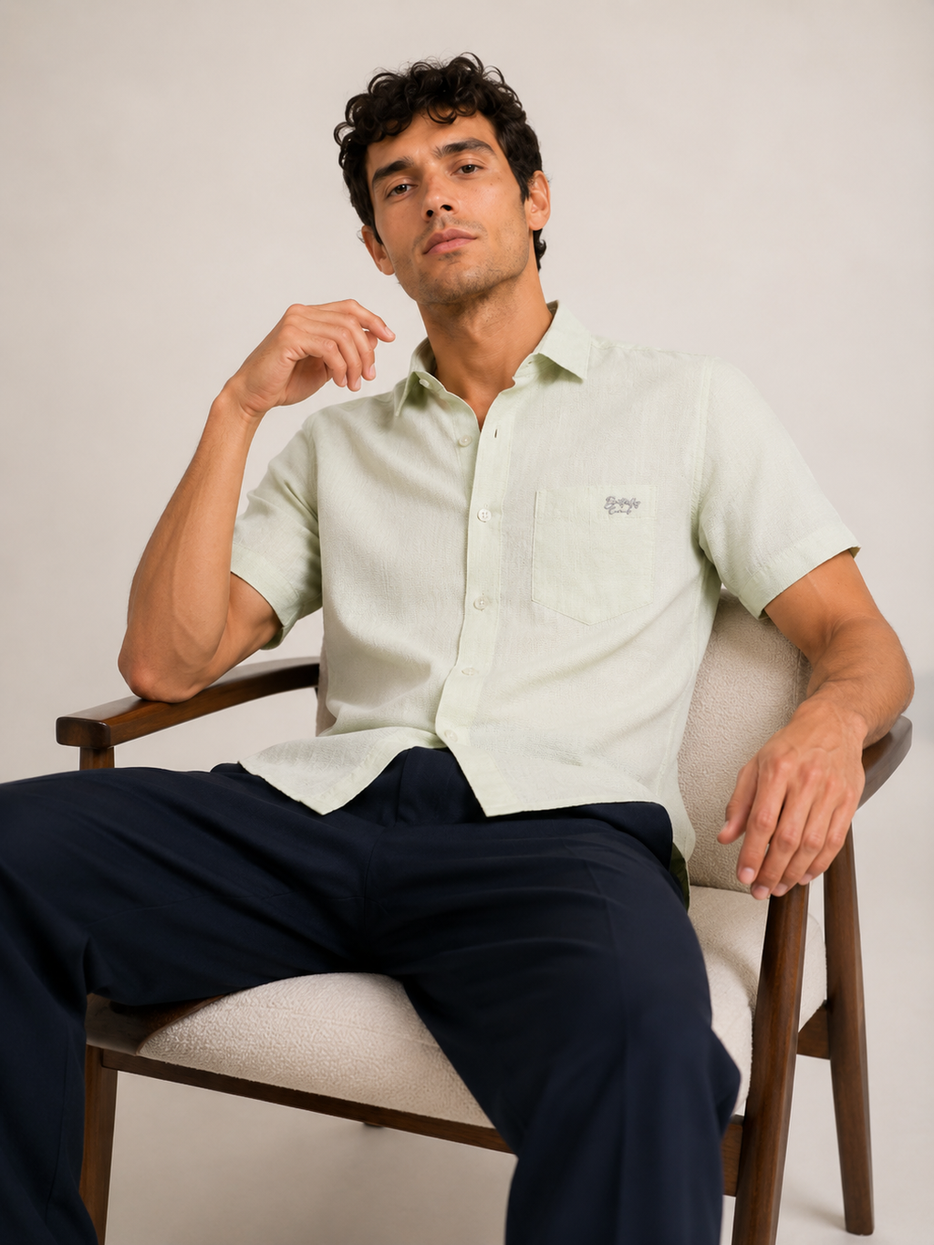 Mint Textured Cotton Shirt