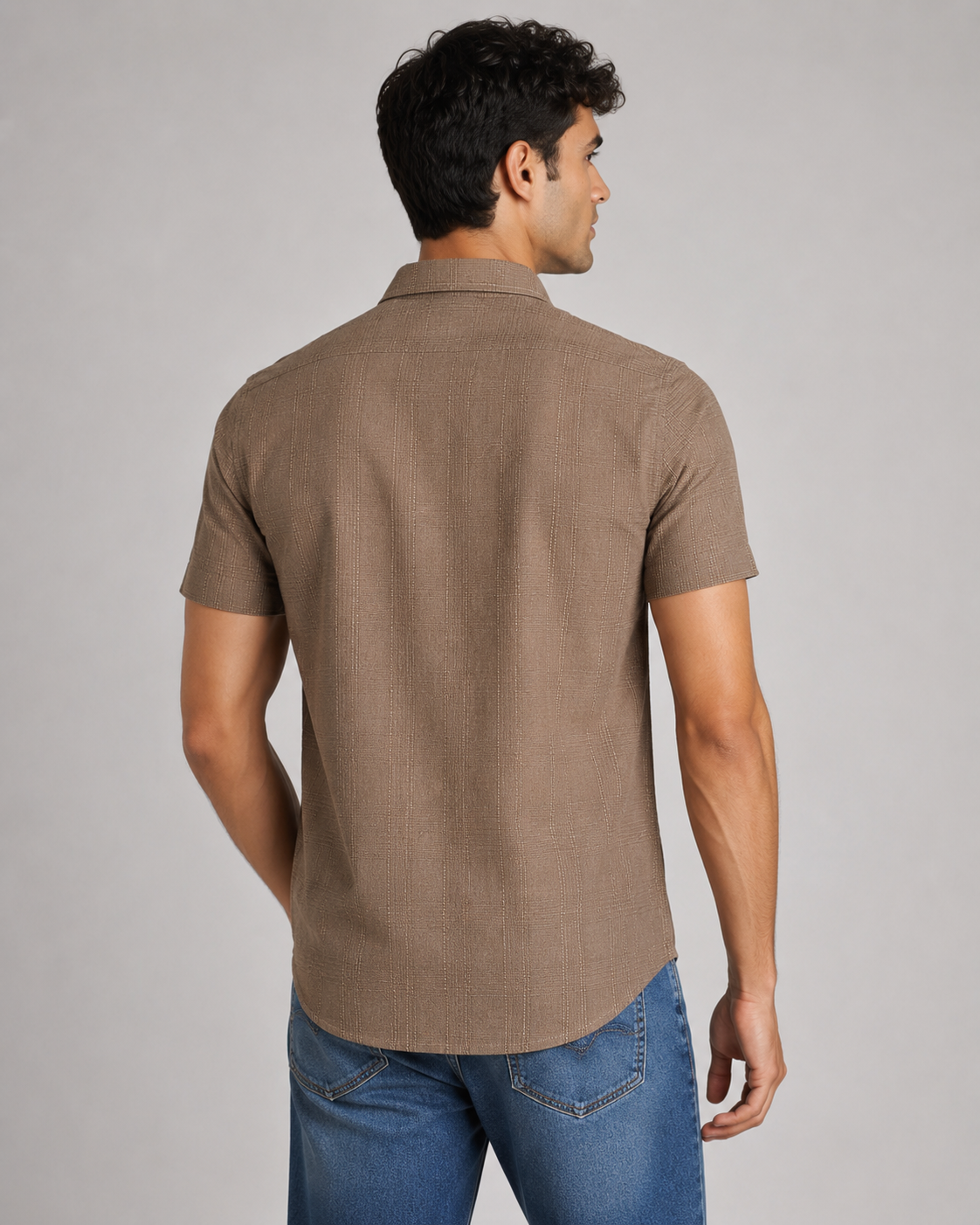 Mocha Textured Cotton Shirt