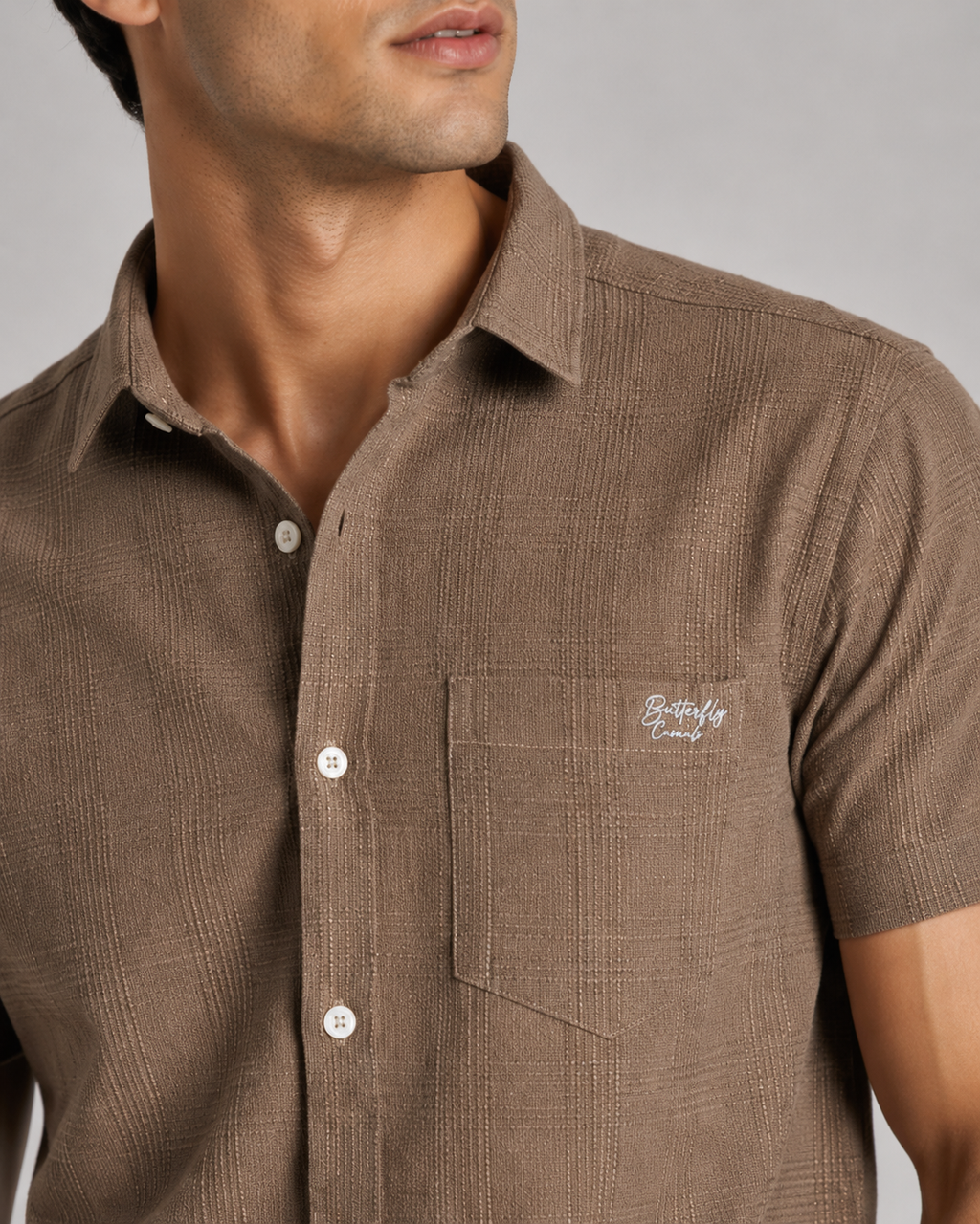 Mocha Textured Cotton Shirt