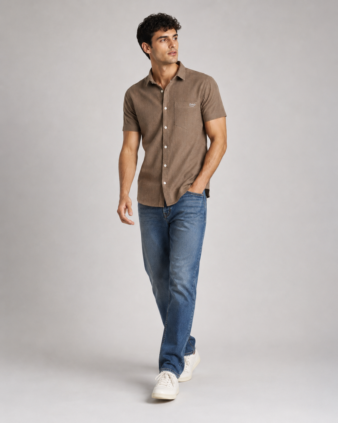 Mocha Textured Cotton Shirt