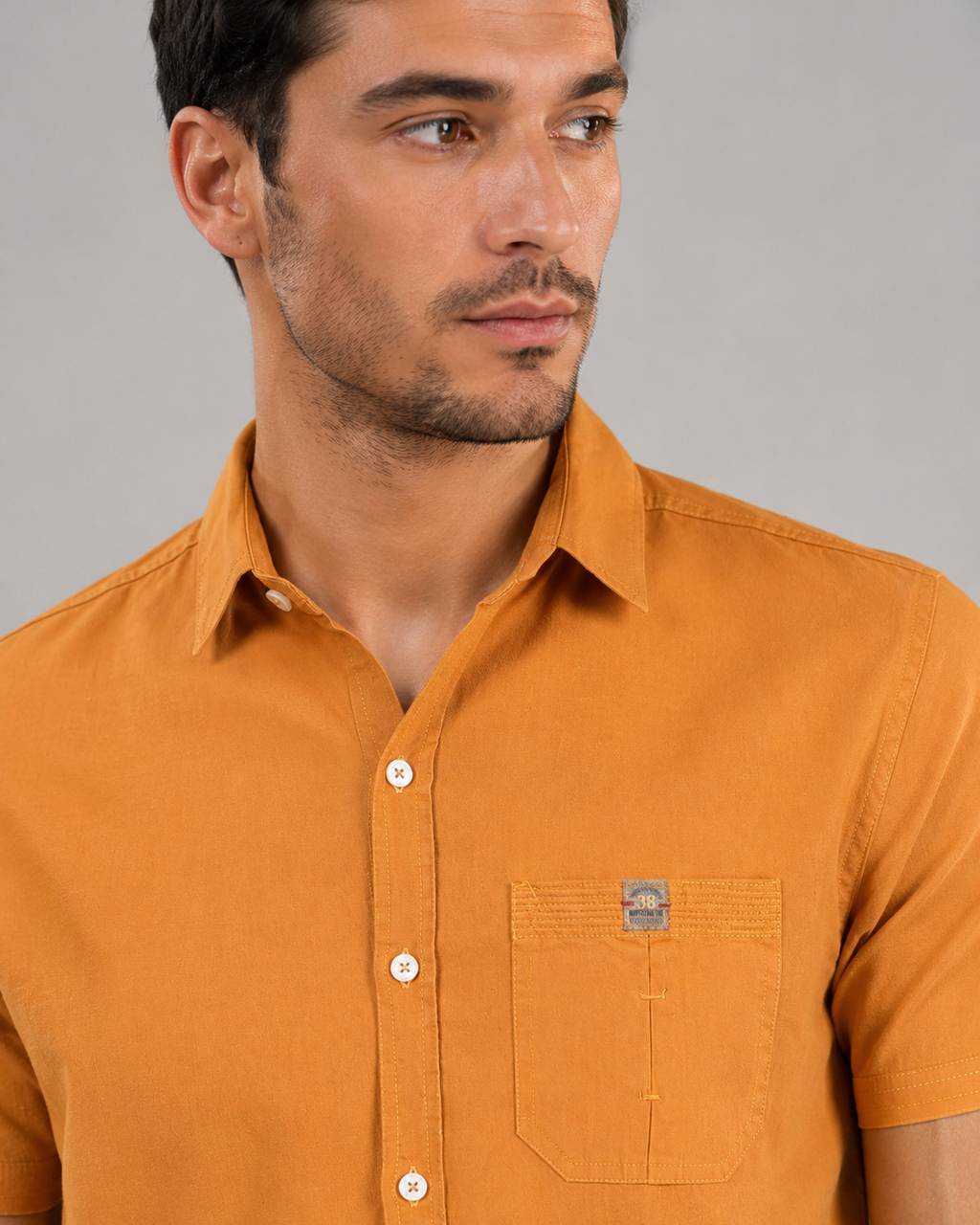 Mustard Solid Cotton Shirt
