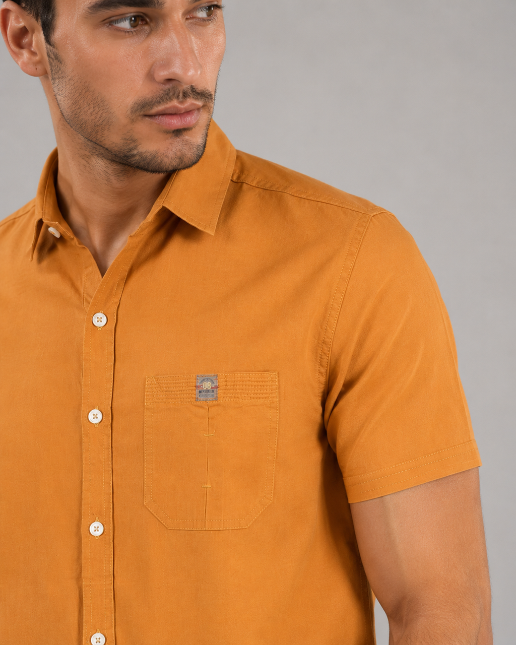 Mustard Solid Cotton Shirt