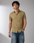 Muted Gold Jacquard Linen Shirt