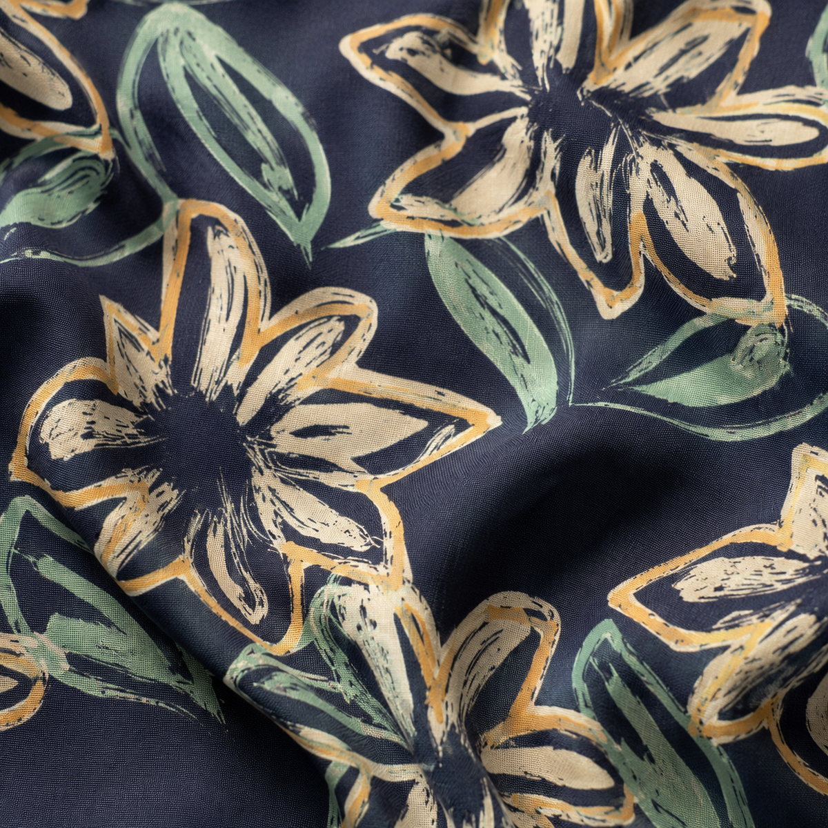 Navy Floral Cotton Shirt
