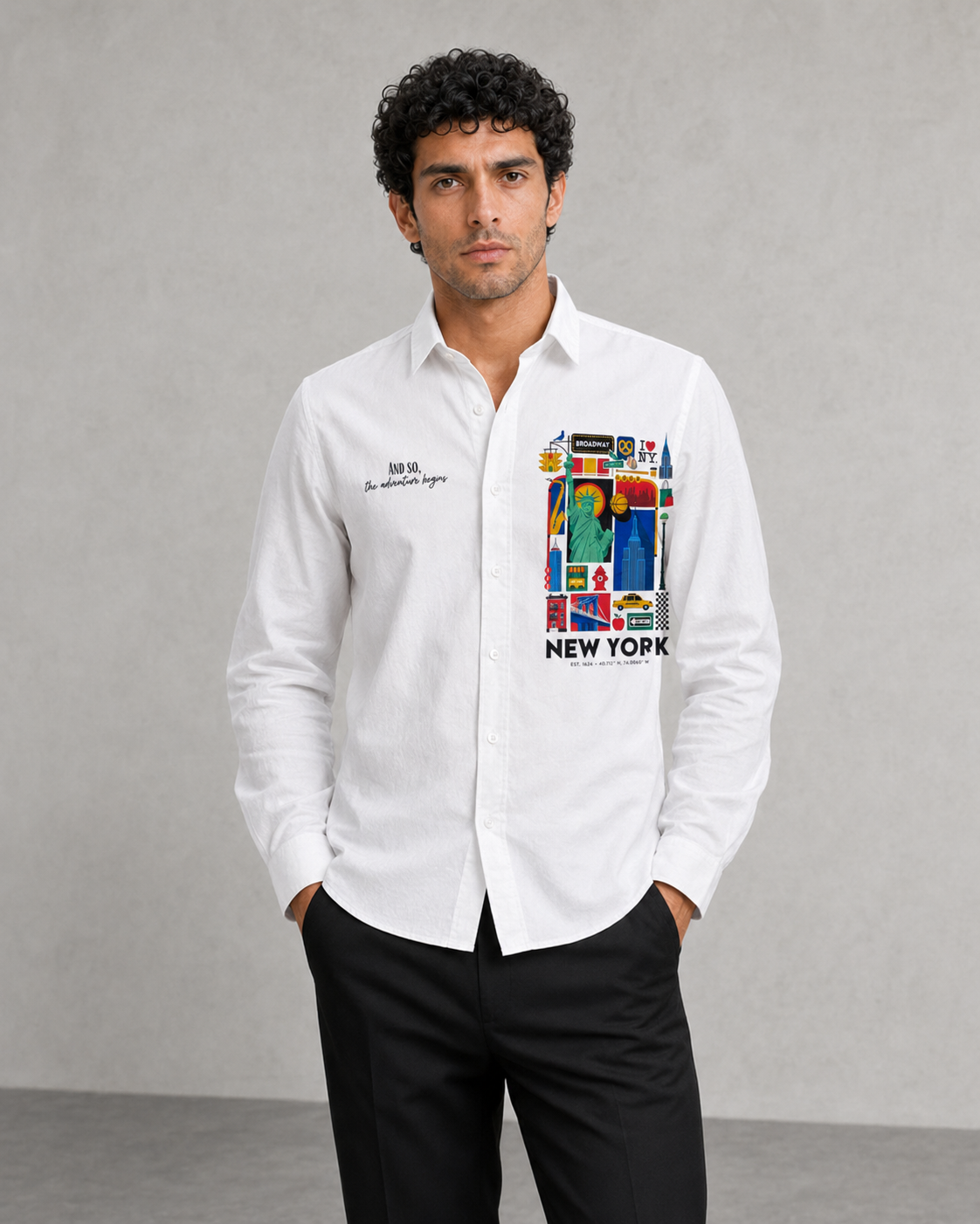 New York Travel Print Cotton Shirt