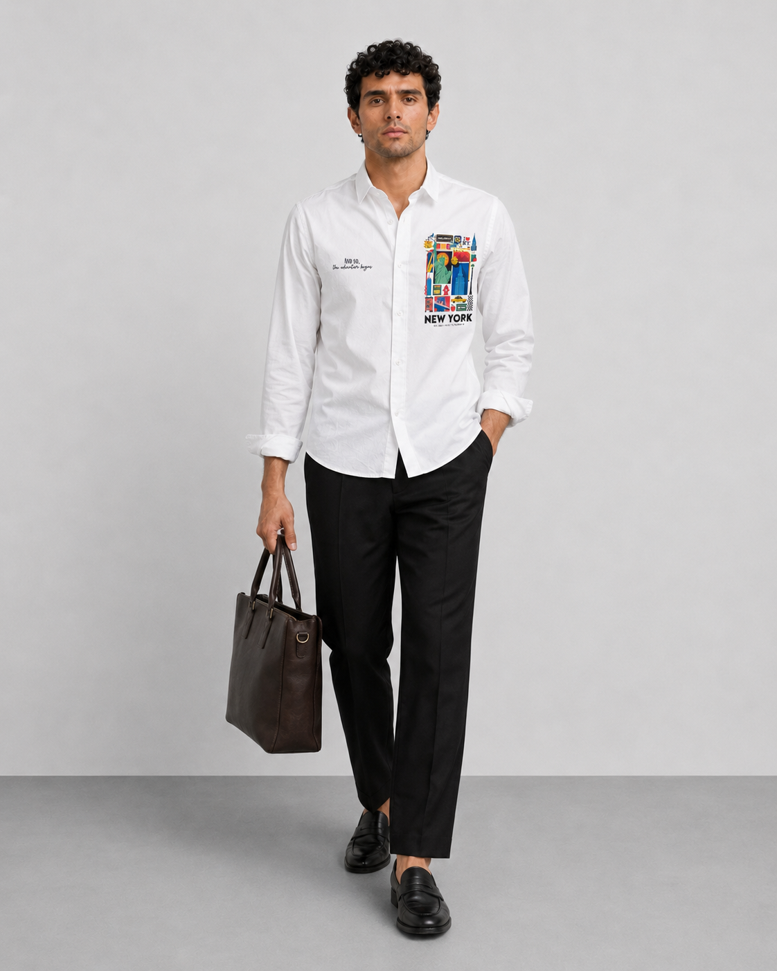 New York Travel Print Cotton Shirt