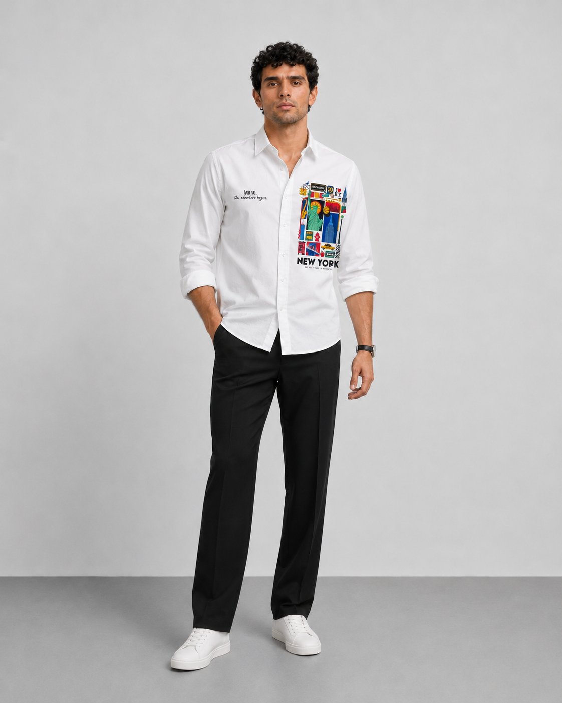 New York Travel Print Cotton Shirt
