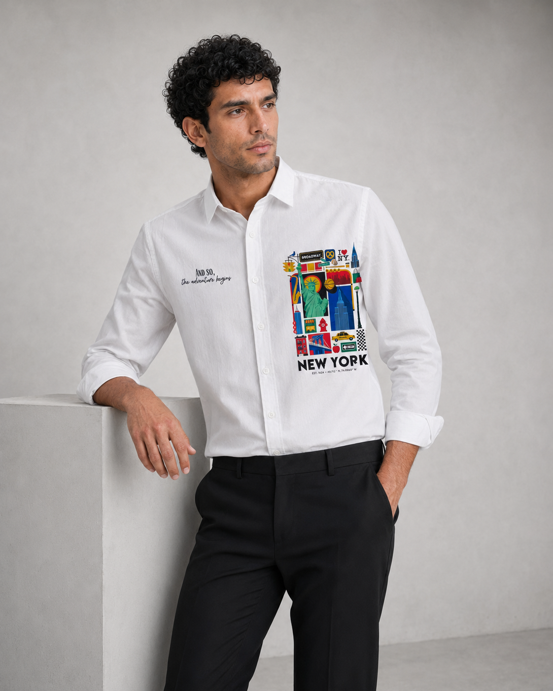 New York Travel Print Cotton Shirt