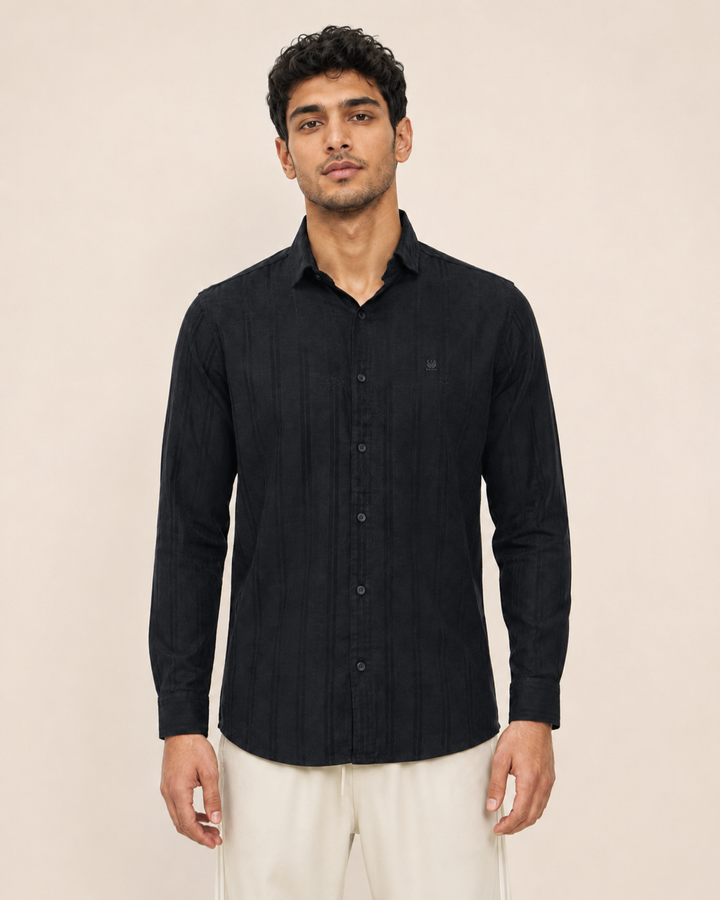 Noir Shadow Stripe Cotton Shirt
