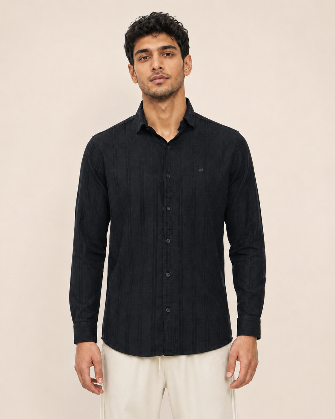 Noir Shadow Stripe Cotton Shirt