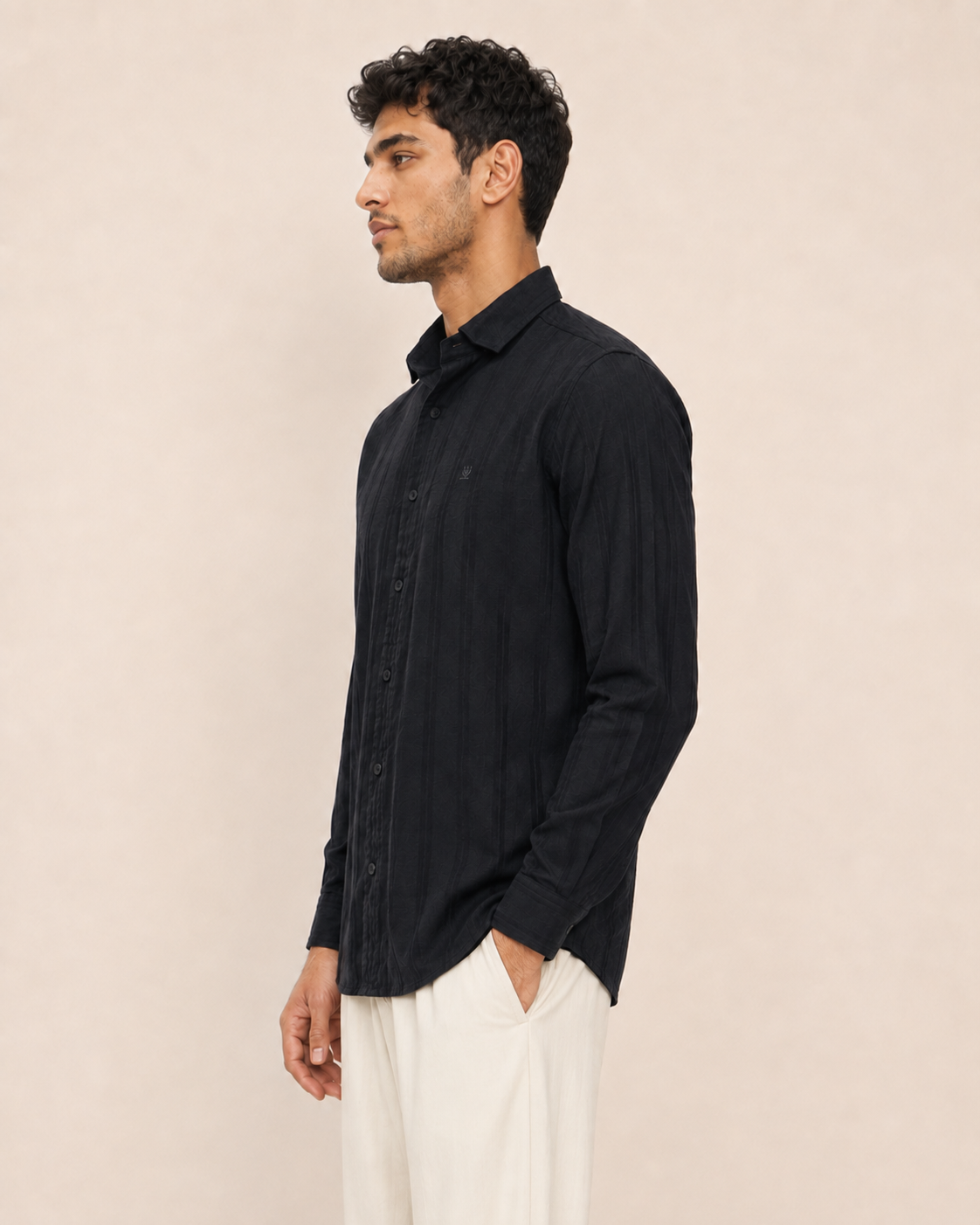Noir Shadow Stripe Cotton Shirt
