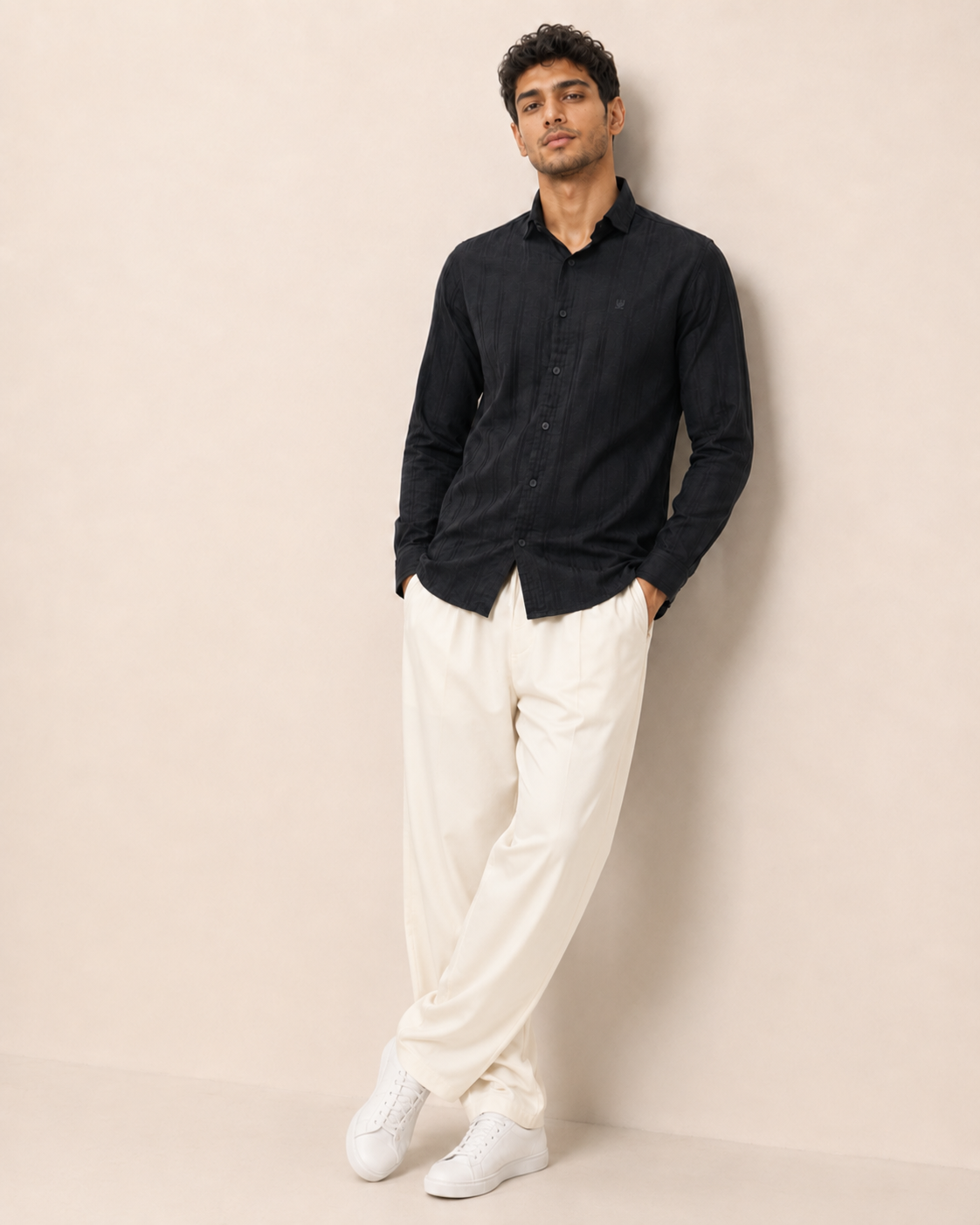 Noir Shadow Stripe Cotton Shirt
