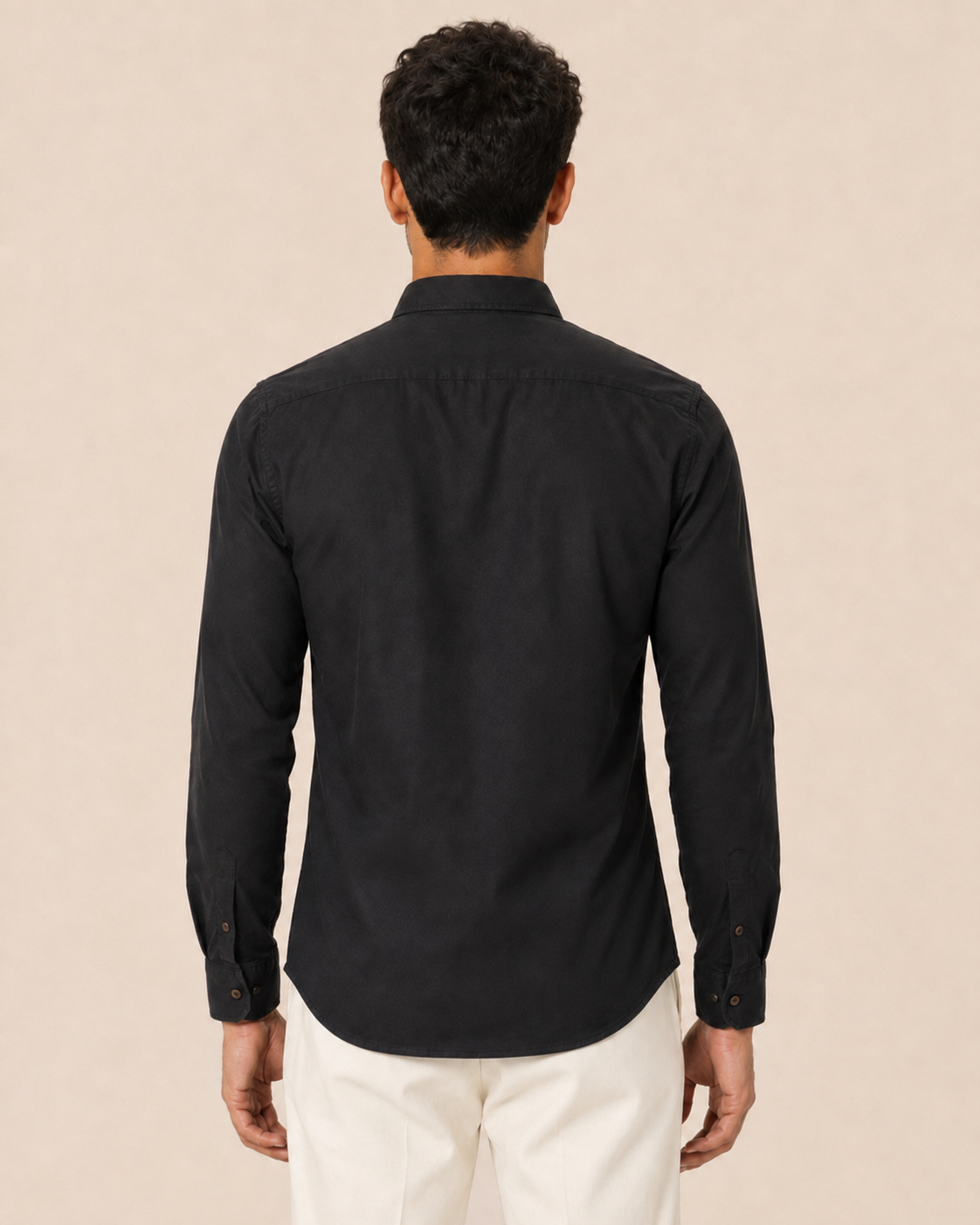 Onyx Band Collar Cotton Shirt
